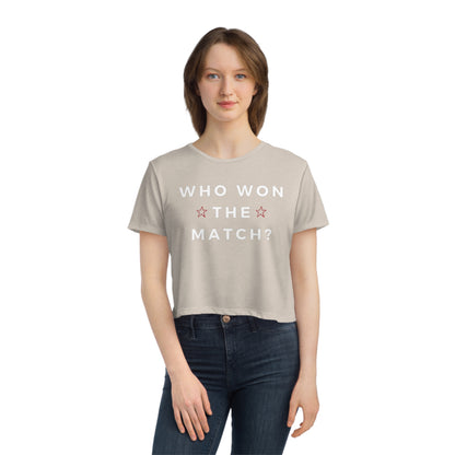 Who Won the Match Women's Flowy Cropped Tee