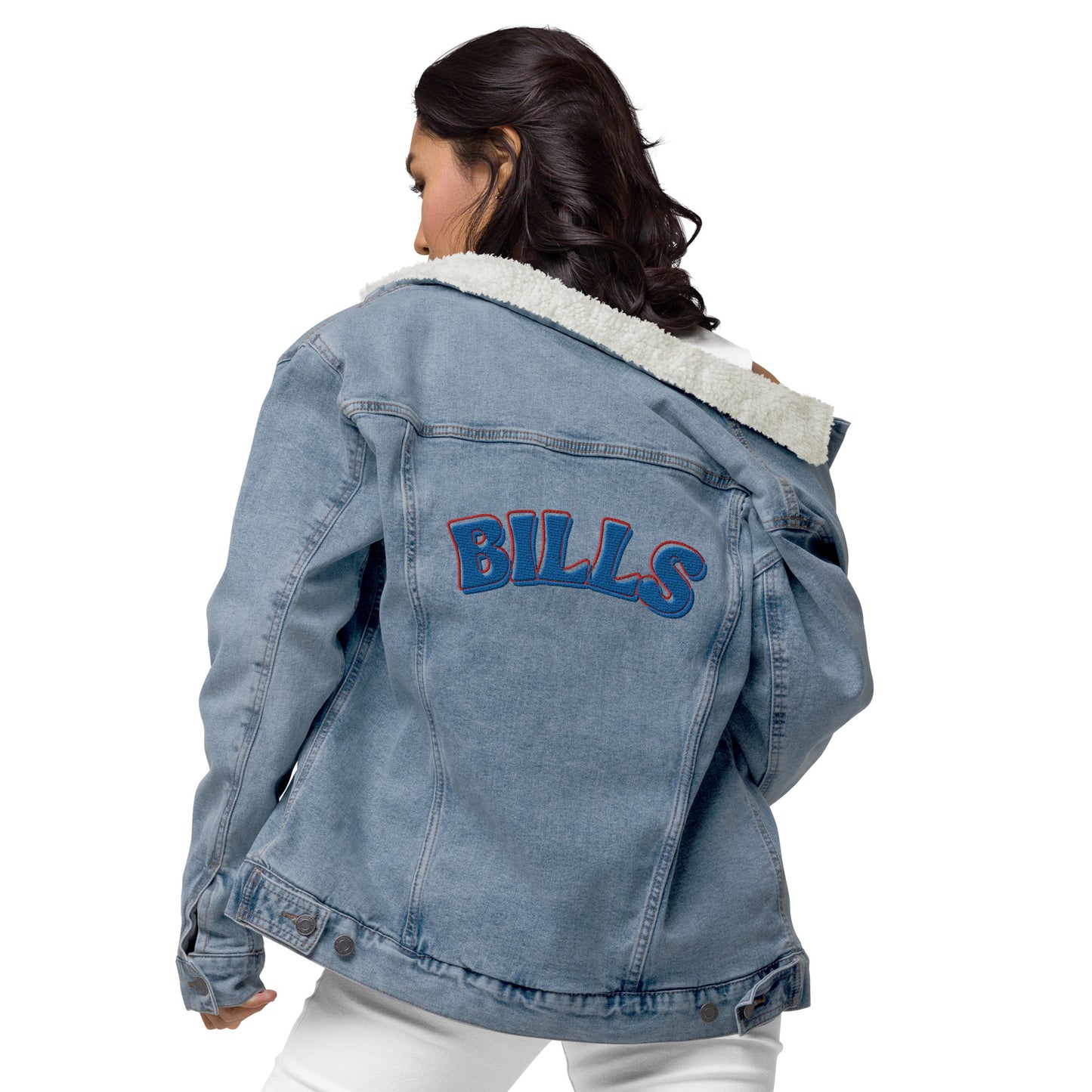 Buffalo Bills Sherpa Embroidered Jean Jacket
