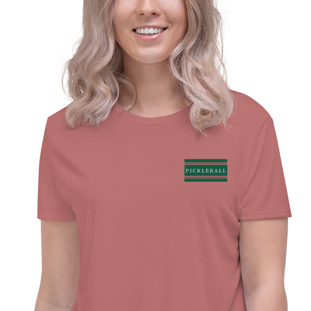 Pickleball Embroidered Crop Tee